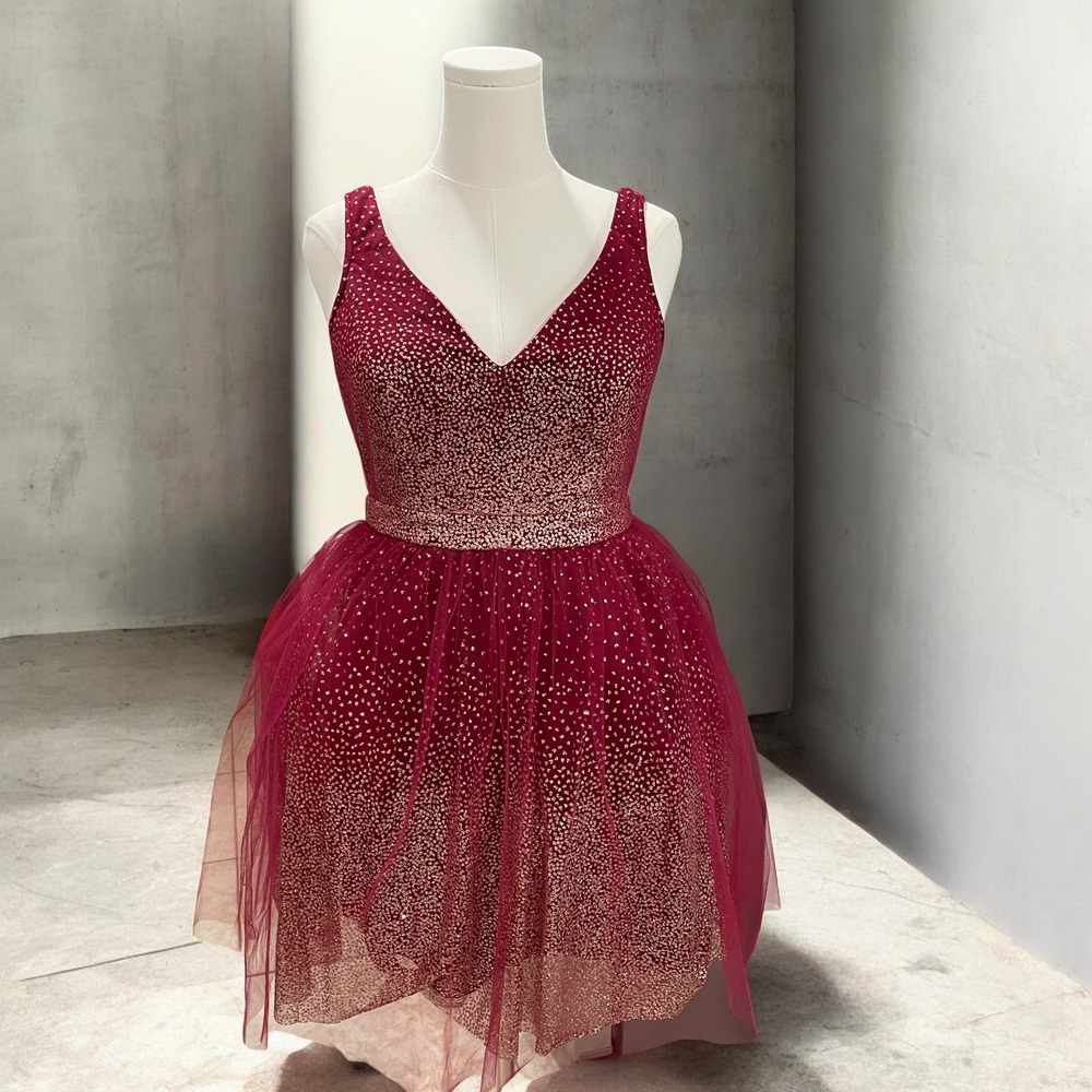 Maniju Burgundy Glitter Tulle Dress‎ Large Homecoming Prom Party Coquette Glam